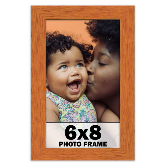 6x8 Frame Honey Pecan Brown Picture Frame - Modern Photo Frame Includes UV Acrylic Shatter Guard