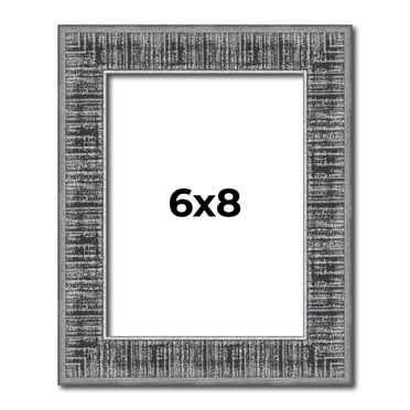 6x8 Frame Silver Black Rustic Sonoma Solid Wood Picture Frame | 1.5 Inch Moulding Width | Complete