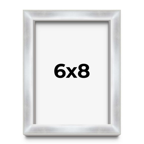 6x8 Frame Silver Whitewashed Wood Grain Solid Wood Shadow Box | 0.75 Inch Moulding Width | 0.75
