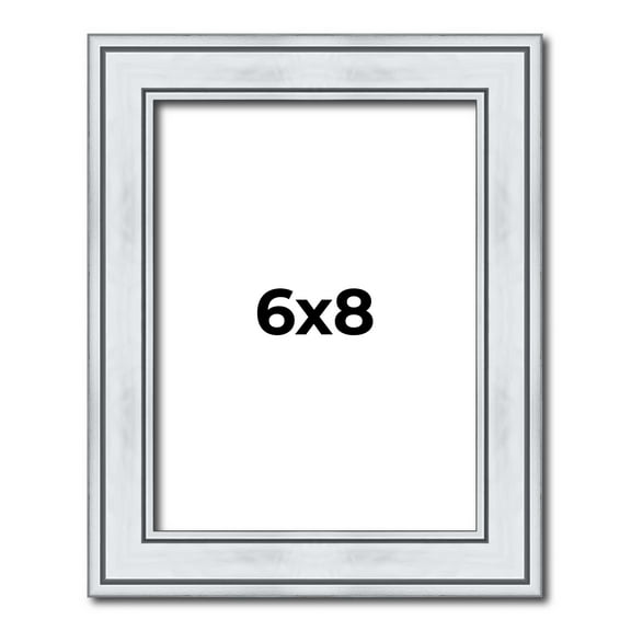 6x8 Frame Sterling Silver Solid Wood Picture Frame | 1.25 Inch Moulding Width | 0.75 Inch Interior