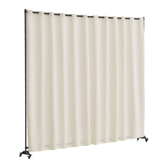 6x8 Ft Room Divider with Wheels, Portable Privacy Screen Partition on Casters for Bedroom, Office, Living Room - Beige