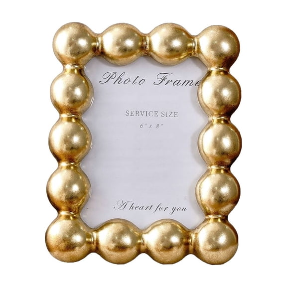 6x8 Gold Large Pearl-inspired Picture Frame, Resin with High-Definition Glass Front, minimalist and elegant picture frame for Tabletop Display Home Decor,Art, Photo Gallery
