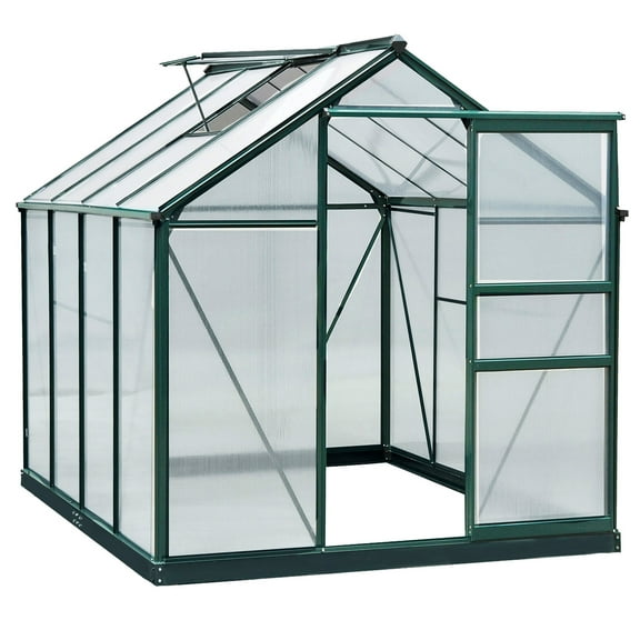 6x8 Greenhouse Polycarbonate Heavy Duty Patio Backyard, Dark Green