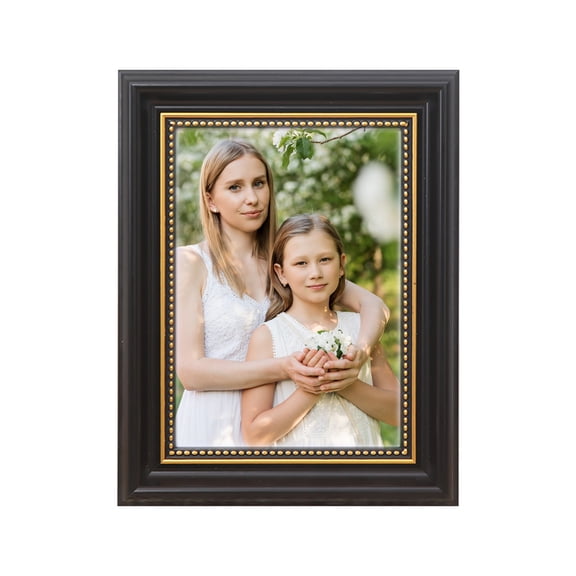 6x8 Inch Wood Designs Wall Decor Table Top & Wall Mount Photo Frame Vertical & Horizontal Rustic Home Décor-Black