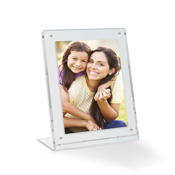 6x8 Magnetic Acrylic Frame Table Stand Includes Chrome Magnetic Front Cover to Easily Change Photos - Made in the USA