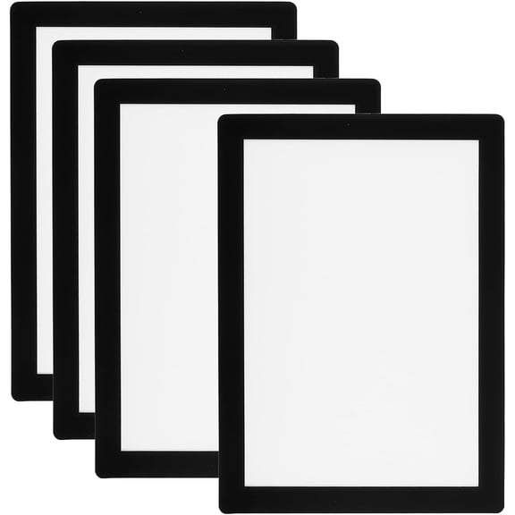 6x8 Magnetic Picture Frame, 4pcs A5 Magnetic Frame Self-Adhesive Backing Photo Frames Self-Adhesive Reusable for Refrigerator Window Wall, Black