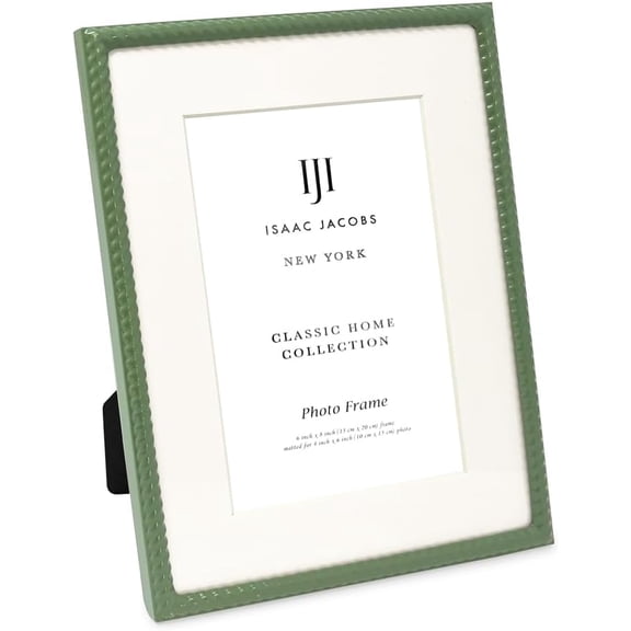 6x8 (Matted 4x6) Green Metal Rope Border Picture Frame, Horizontal & Vertical for Tabletop and Wall Display, Home Decor, Metal Frame (6x8 (Matted 4x6), Green)