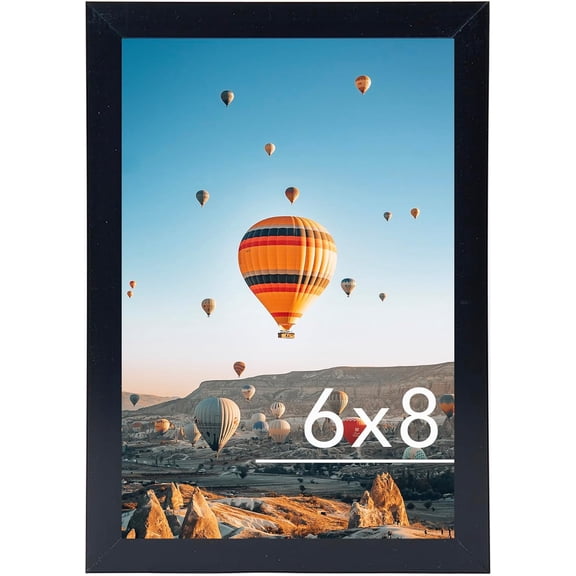 6x8 Picture Frame Black for Wall Hanging or Tabletop, Wall Mounting Horizontally or Vertically, 6 x 8 Wall Gallery Poster Photo Frame with Shatter Resistant Plexiglass, Black