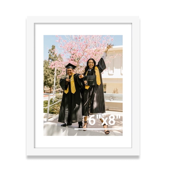 6x8 Picture Frame, Display Pictures 4.3x6.3 with Mat or 6x8 without Mat, Engineered Wood with Shatter Resistant Plexiglass, Wall Gallery Photo Frames for Wall or Tabletop