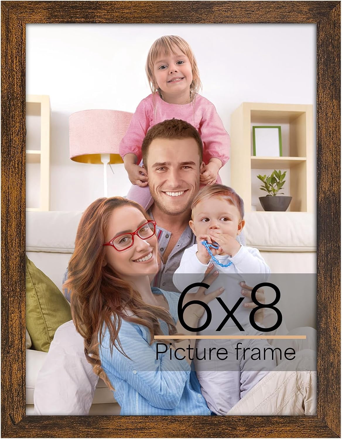 6x8 Picture Frame Rustic Brown, 6 by 8 Thin Photo Frame for Wall ...