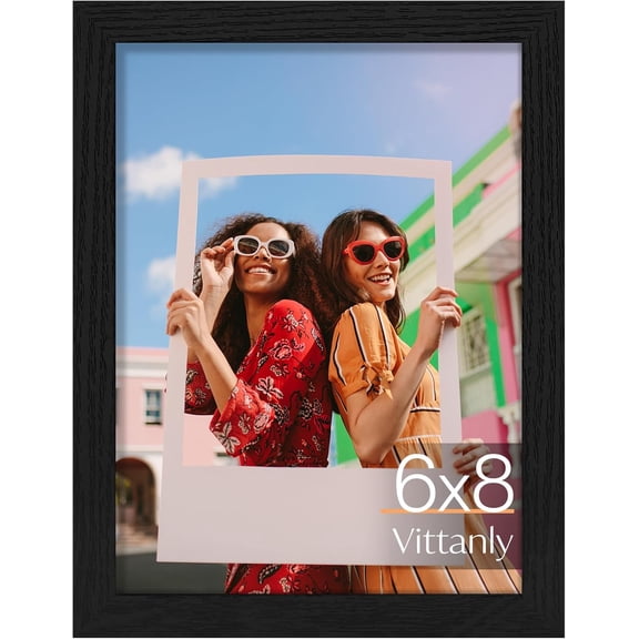 6x8 Picture Frame for Wall Mounting or Tabletop Display, Engineered Wood with Shatter Resistant Plexiglass, Photo Frames for Home Decor, Black, 1 Pack