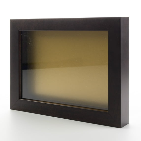 6x8 Shadow Box Frame Dark Brown Real Wood with a Gold Acid-Free Backing | 3/4" of Usuable Depth |