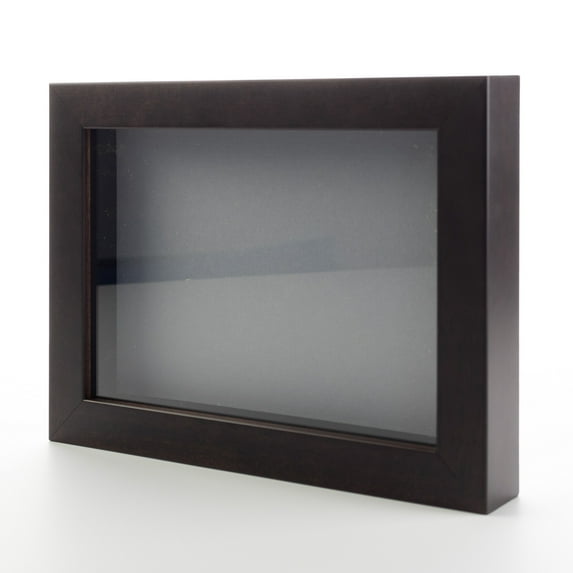 6x8 Shadow Box Frame Dark Brown Real Wood with a Grey Acid-Free Backing | 3/4" of Usuable Depth |