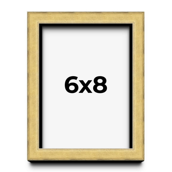 6x8 Shadow Box Frame Gold | 1.375 Inches Deep Real Wood Contemporary Shadowbox Display Frame | UV