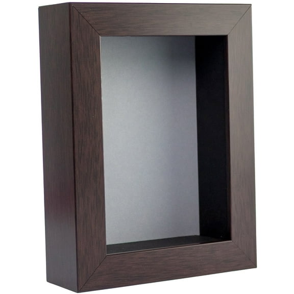 6x8 Shadow Box Frame In Brown With A 1 3/4" Usable Depth Includes Grey Acid-Free Backing, UV