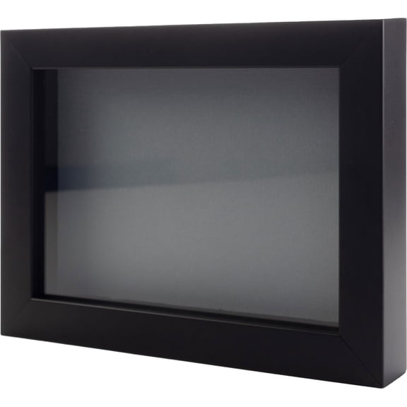 6x8 Shadow Box Frame Painted Black Real Wood with a Grey Acid-Free Backing | 3/4" of Usuable Depth