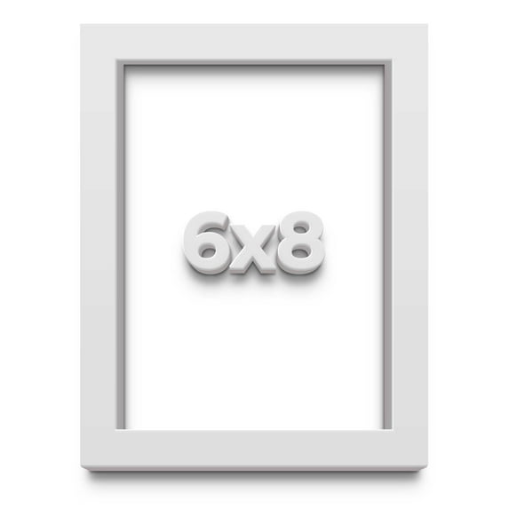 6x8 Shadow Box Frame White | 1 Inches Deep Real Wood Contemporary Shadowbox Display Frame | UV