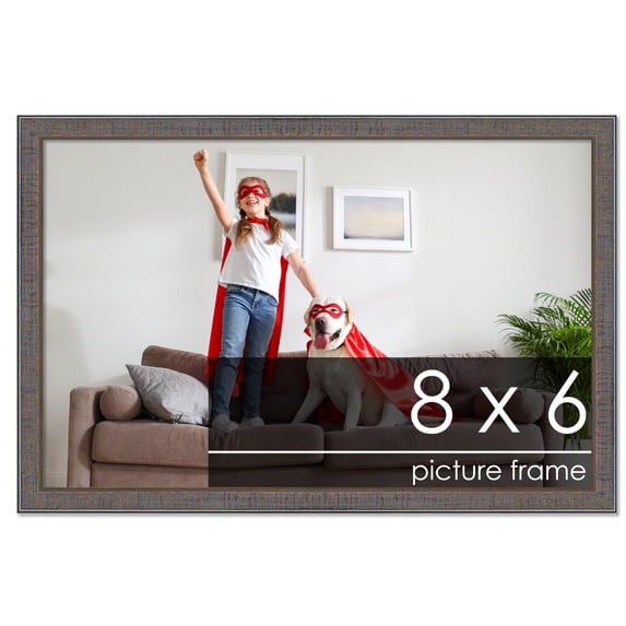 6x8 Textured Grey Picture Frame - UV Acrylic, Foam Board Backing, Hanging Hardware