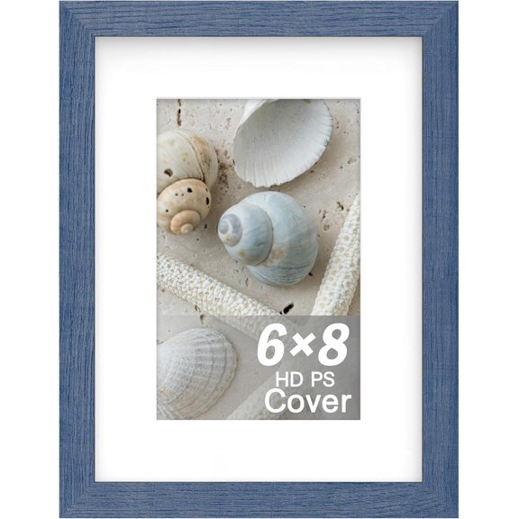 6x8 inch Picture Frame, Blue Simple Photo Frame for Decorative Artwork, Suitable for Tabletop, Desk, Bookshelf and Wall Display, Photo Gallery Decor
