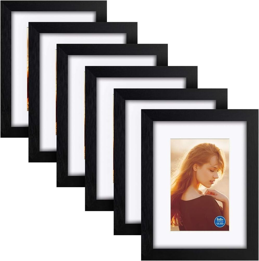 6x8 inch Picture Frames Made of Solid Wood and HD Glass Display Photos