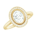 thumbnail image 1 of Rosec Jewels 6x8 mm Oval Lab Grown Diamond Halo Engagement Ring for Women (EF-VS Quality), 18K Yellow Gold, US 4.50, 1 of 8