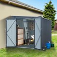 thumbnail image 1 of 6x8FT Outdoor Metal Storage Shed, Galvanized Steel Garden Shed with Lockable Doors & Free Light Panel, Carbon Black, 1 of 8
