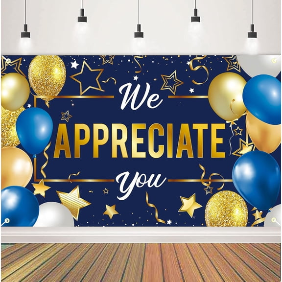 6x8ft We Appreciate You Banner Backdrop, Appreciation Party Decorations, Thank You for All You Do Banner, Employee Teacher Doctor Nurse Staff Appreciation Party Decorations for Indoor Outdoor