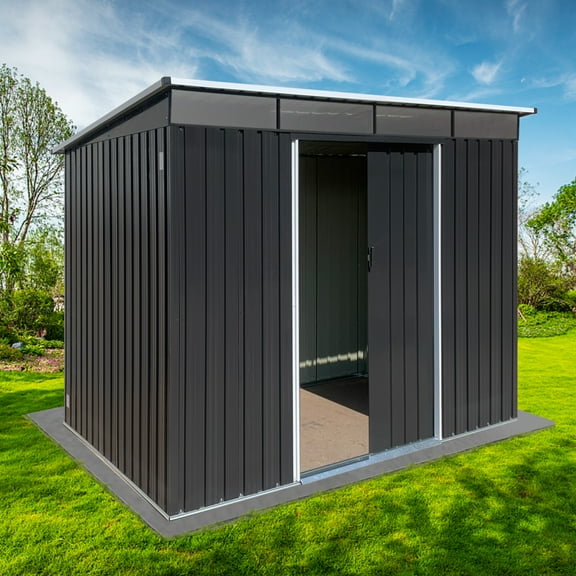6ft x 8ft Metal Garden Shed  Durable Outdoor Storage Solution with Acrylic Panels for Easy Visibility. Perfect for Organizing Tools and Garden Supplies Safely!