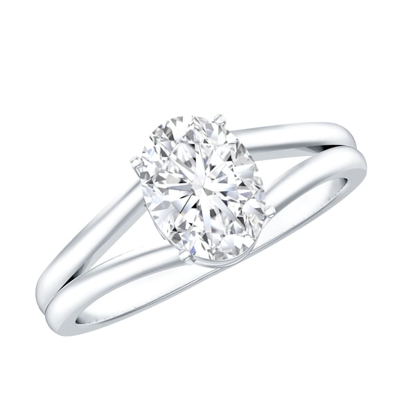 Rosec Jewels Lab Grown Diamond Split Shank Engagement Ring, EF-VS Quality - Ideal For Gift, 925 Sterling Silver, US 4.00