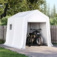 thumbnail image 1 of 6x8x7 FT Outdoor Portable Storage Shed Tent with Roll-up Zipper Door and Window Portable Carport with Waterproof Tarp Galvanized Steel for Motorcycle, Generator, Bike Storage (White), 1 of 8