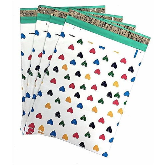 6x9 (1000) Colorful Hearts Designer Poly Mailers Shipping Envelopes Boutique Custom Bags By ValueMailers (6" x 9")