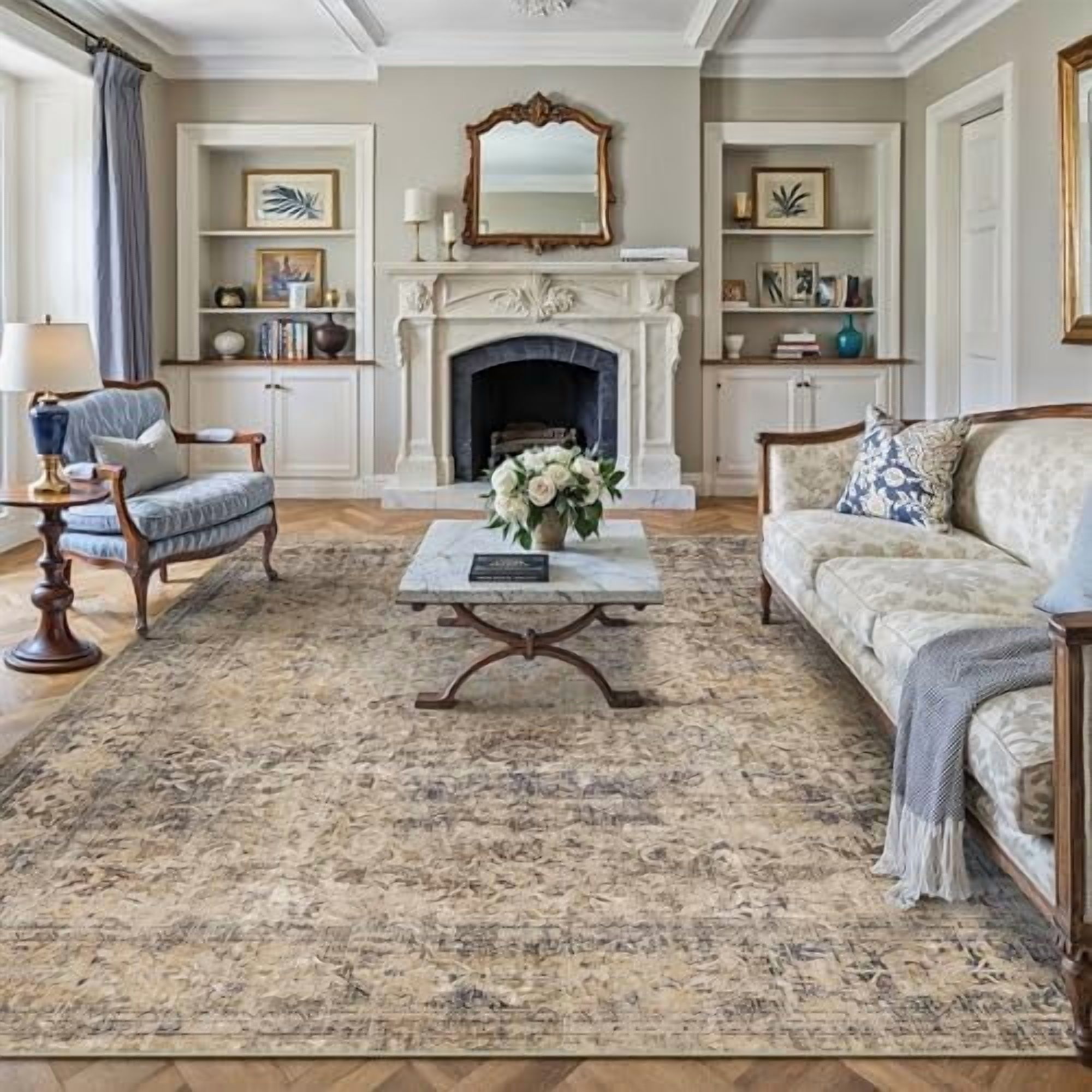 Able Rug 6x9 Area Rug Brown Vintage Machine Washable Living Room Retro Rugs ...