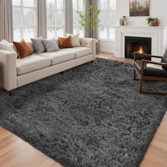 6x9 Area Rug for Living Room: Ultra Soft  Rug Modern Large Thicked Shag Rug for Bedroom Non Slip Indoor Fuzzy Carpets for Girls  Room  Dorm  Decor Grey