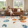 6x9 Area Rug, Orange Blue Pumpkins Fall Low Pile Washable Rugs for Dorm ...