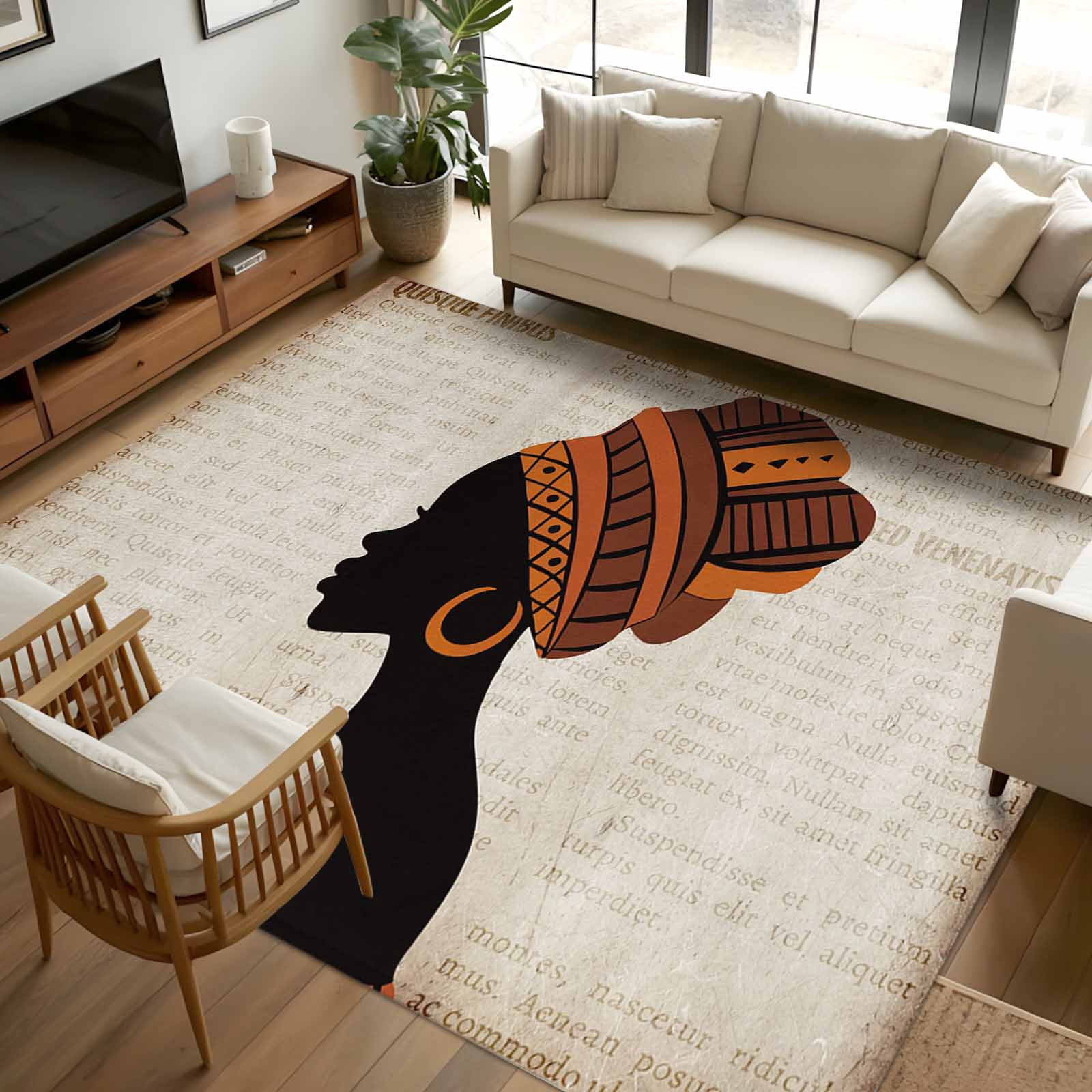 6x9 Area Rugs, Africa Black Women Non-Skid Rubber Backing Large ...