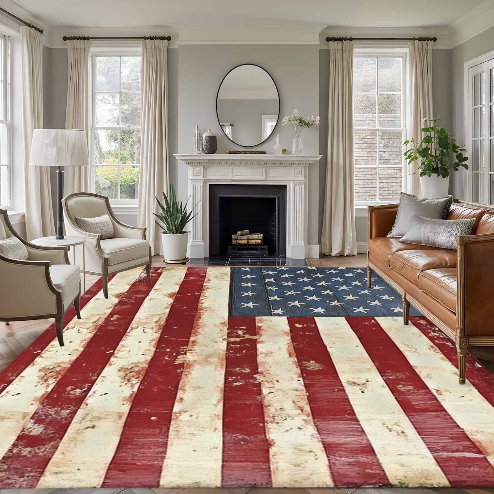 6x9 Area Rugs, American Flag Non-Skid Rubber Backing Large Rectangle ...
