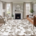 thumbnail image 1 of 6x9 Area Rugs, Brown Flower Non-Skid Rubber Backing Large Rectangle Rugs - Living Room Bedroom Home Office, Vintage Farmhouse Boho Leaf Spring Plant Indoor Floor Mat Carpets Washable Rug, 1 of 9
