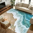 thumbnail image 1 of 6x9 Area Rugs, Coastal Beach Ocean Non-Skid Rubber Backing Large Rectangle Rugs - Living Room Bedroom Home Office, Nautical Starfish Shells Conch Indoor Floor Mat Carpets Washable Rug, 1 of 9