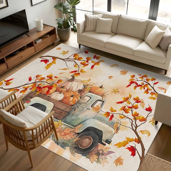 6x9 Area Rugs, Fall Thanksgiving Non-Skid Rubber Backing Large ...