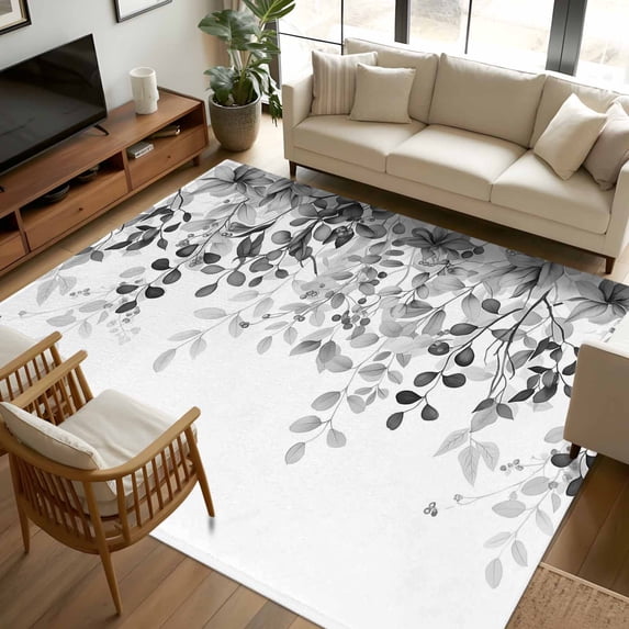 6x9 Area Rugs, Grey Non-Skid Rubber Backing Large Rectangle Rugs ...