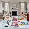 thumbnail image 1 of 6x9 Area Rugs, Laundry Room Non-Skid Rubber Backing Large Rectangle Rugs - Living Room Bedroom Home Office, Blue Cartoon Washing Machine Clothes Indoor Floor Mat Carpets Washable Rug, 1 of 9