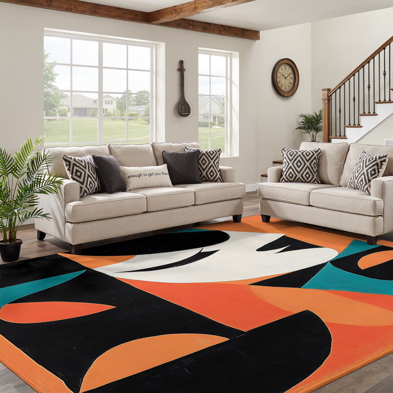 6x9 Area Rugs for Living Room, Color Block Washable Rugs Non-Slip ...