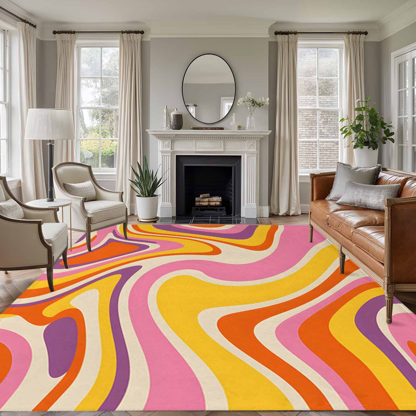 6x9 Area Rugs for Living Room, Colorful Marble Non Slip Area Rugs for ...
