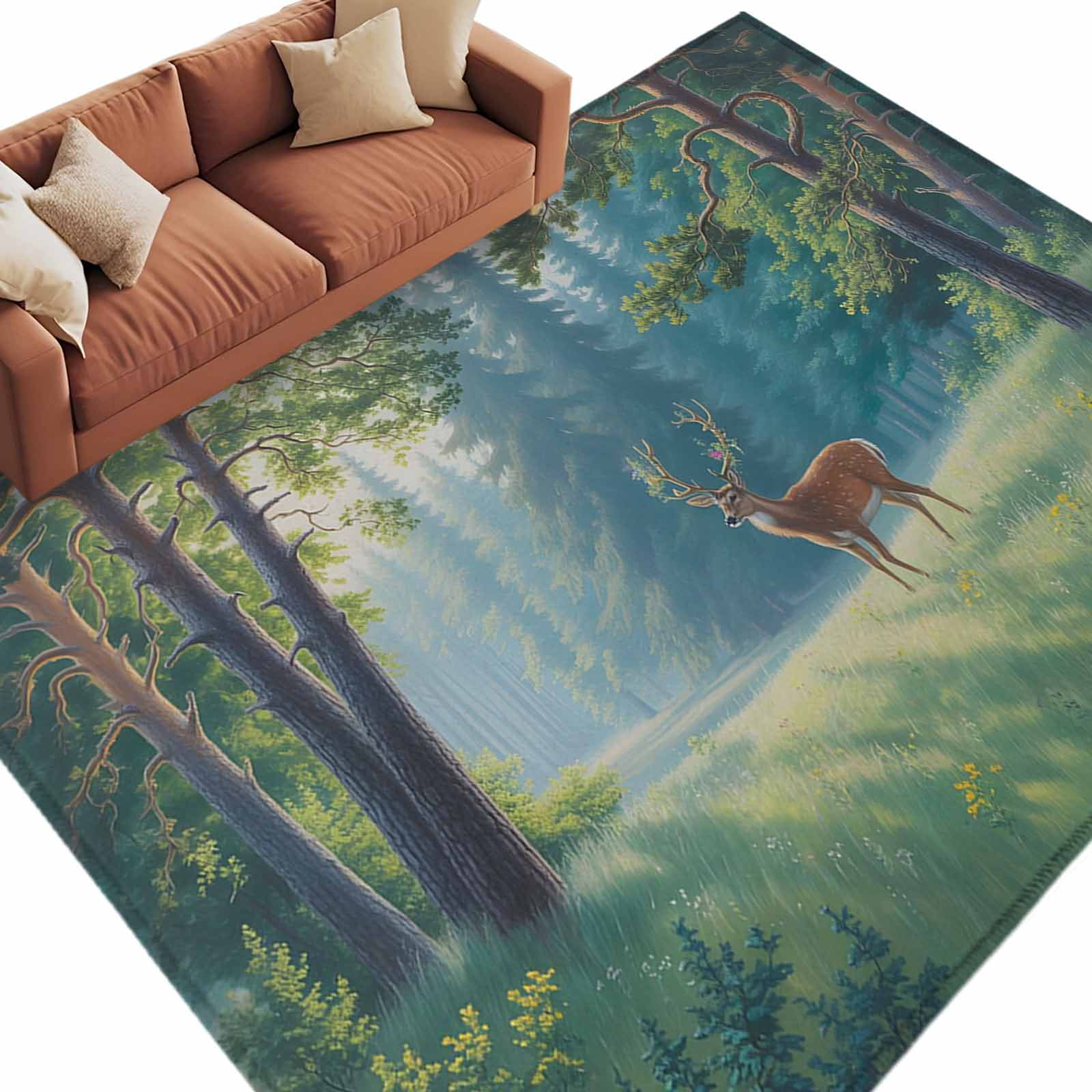 6x9 Area Rugs for Living Room, Forest Elk Non Slip Area Rugs for ...