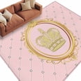 thumbnail image 1 of 6x9 Area Rugs for Living Room, Golden Crown Non Slip Area Rugs for Kitchen Bedroom Entryway, Pink Cartoon Funny Geometric Plaid Art Washable Carpet Runner Rug Floor Mats for Bedroom Home Decor, 1 of 9