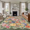 thumbnail image 1 of 6x9 Area Rugs for Living Room, Green Boho Flower Non Slip Area Rugs for Kitchen Bedroom Entryway, Spring Watercolor Country Floral Plant Washable Carpet Runner Rug Floor Mats for Bedroom Home Decor, 1 of 8