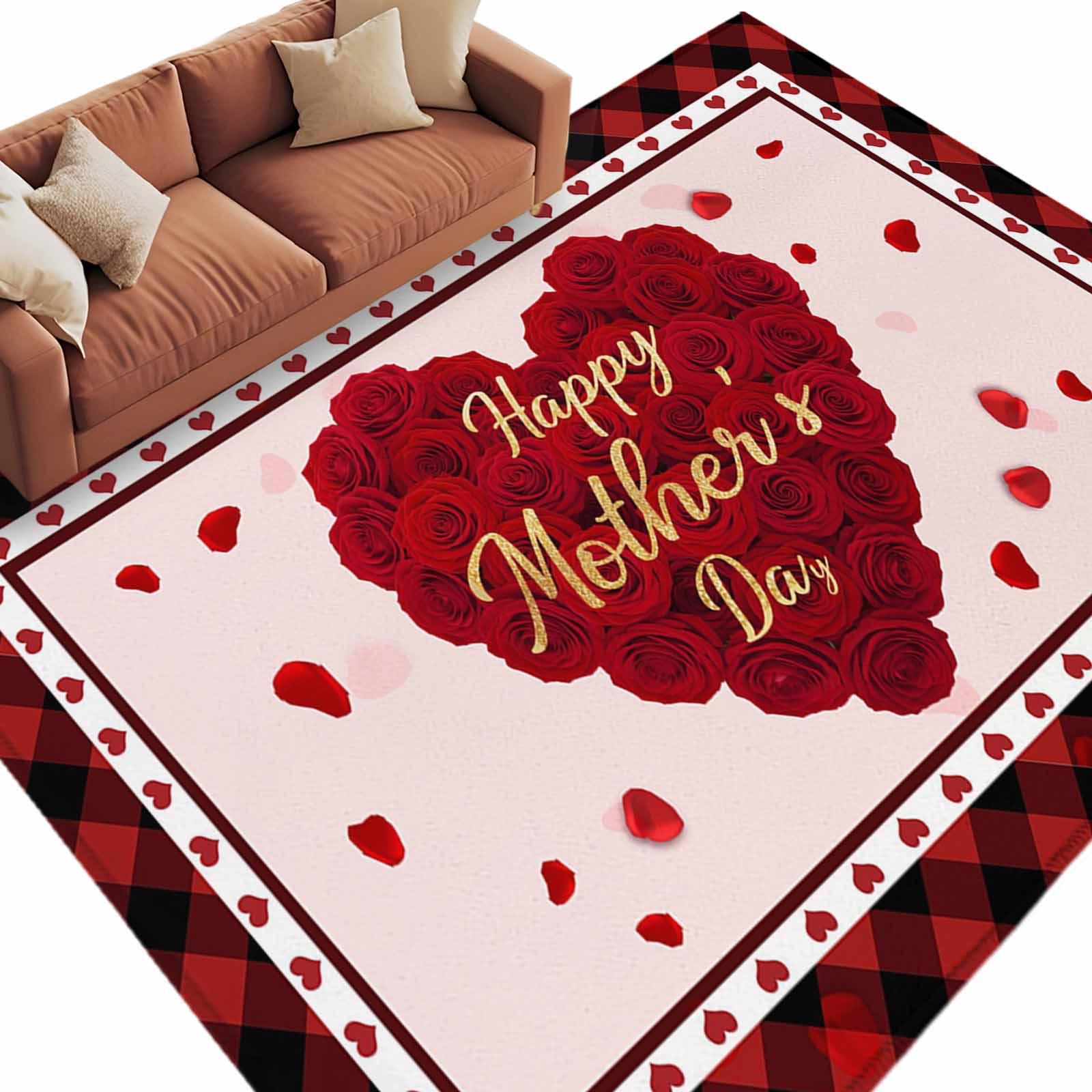 6x9 Area Rugs for Living Room, Happy Mother's Day Non Slip Area Rugs ...