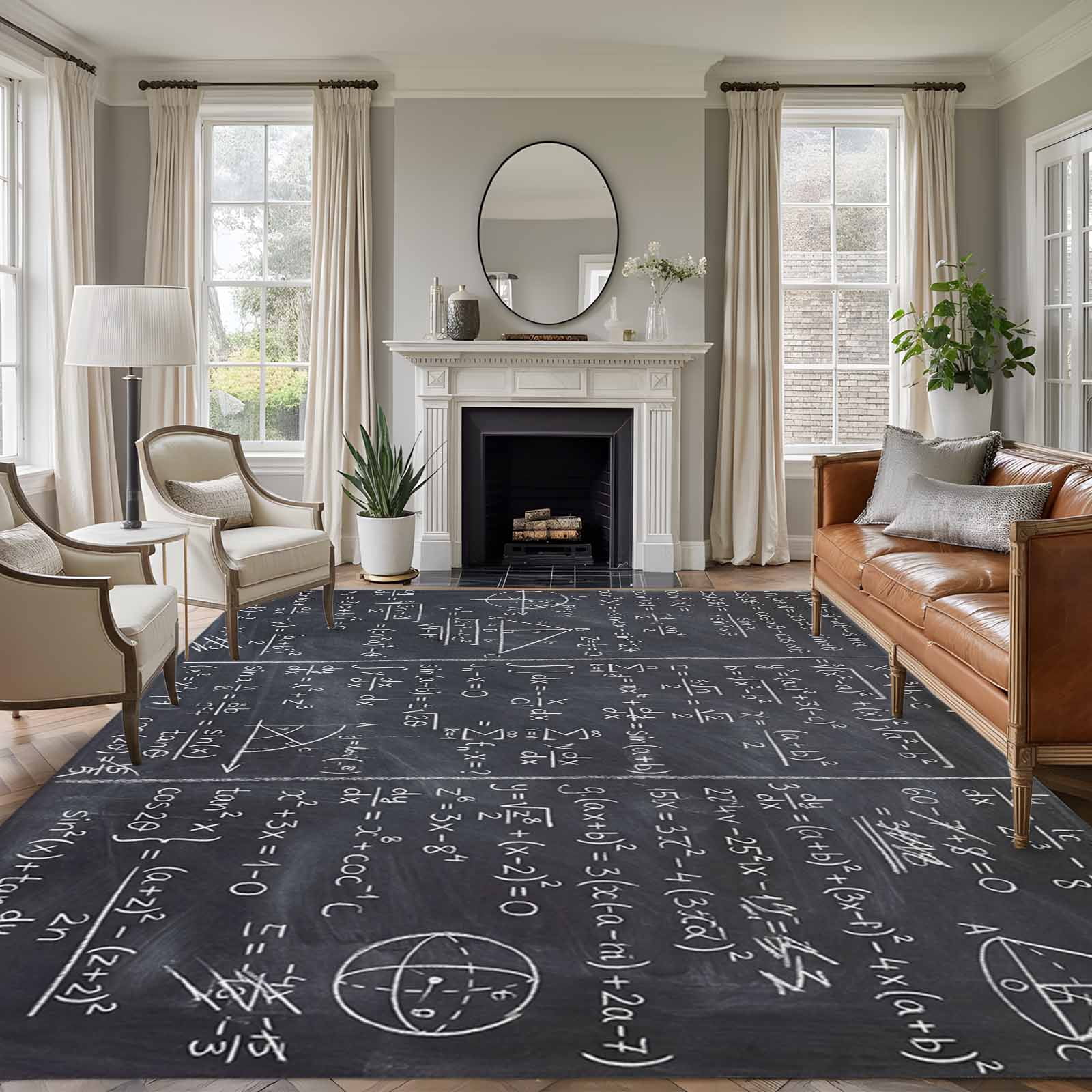 6x9 Area Rugs for Living Room, Mathematics Formulas Non Slip Area Rugs ...