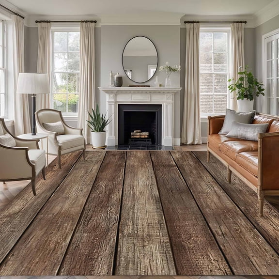 6x9 Area Rugs for Living Room, Old Wooden Board Non Slip Area Rugs for Kitchen Bedroom Entryway, Rustic Farmhouse Brown Wooden Plank Washable Carpet Runner Rug Floor Mats for Bedroom Home Decor