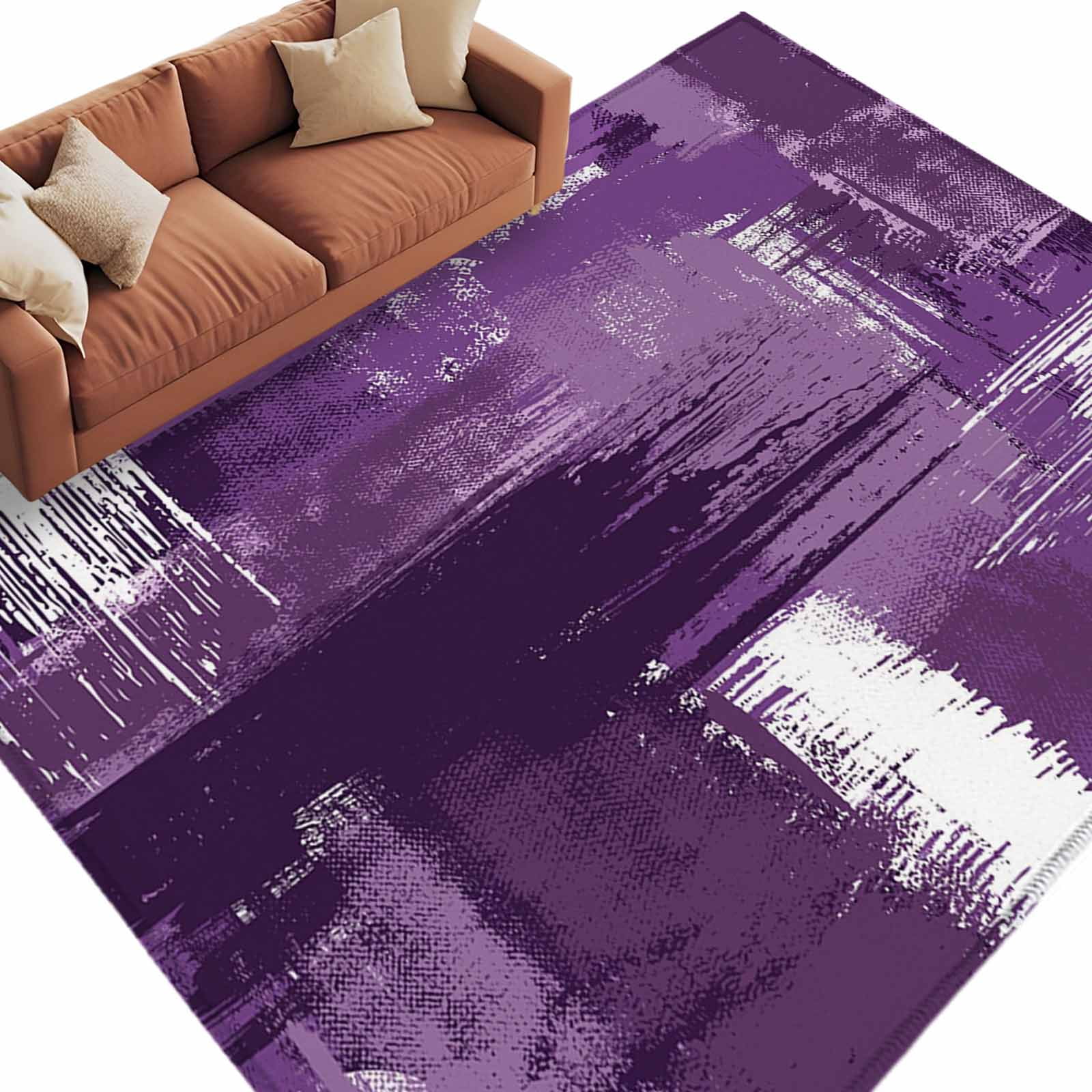 Muttled Rug 6x9 Area Rugs for Living Room, Purple Abstract Non Slip Area Rugs for ...